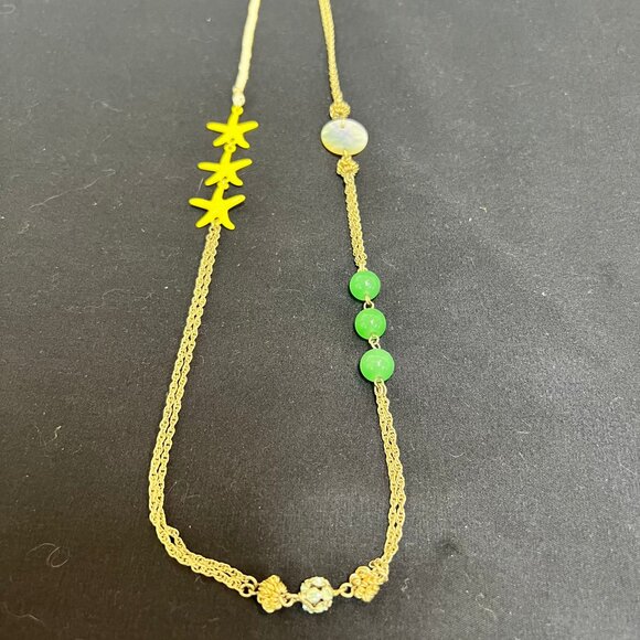 J Crew Nautical Long Gold Necklace with Starfish and Crystals - Picture 3 of 6